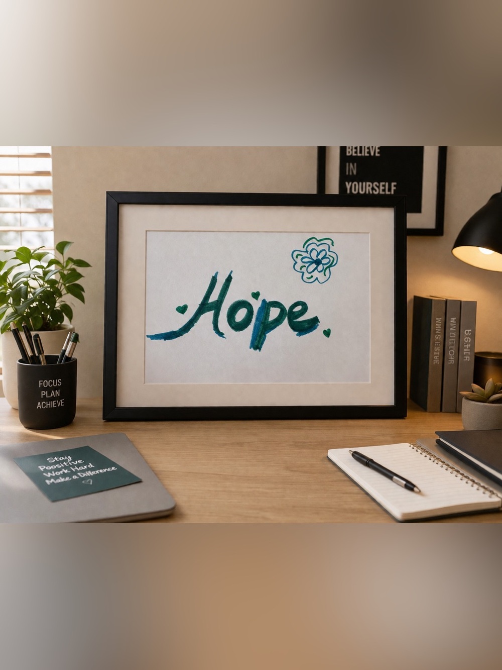 Hope Wall Art in Teal and Green